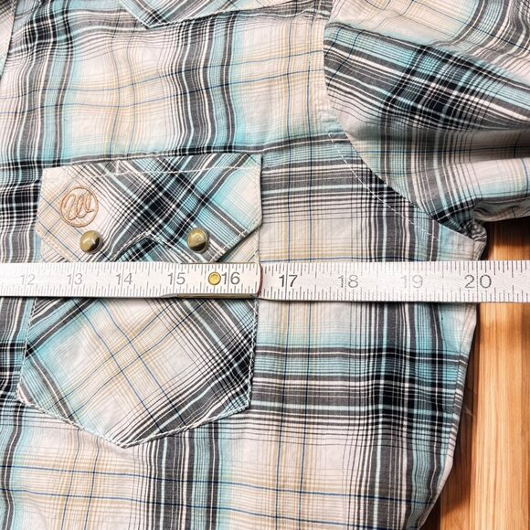Wrangler Retro Western Plaid Button-Up Shirt men S pearl snap button Cowboy - Picture 3 of 9